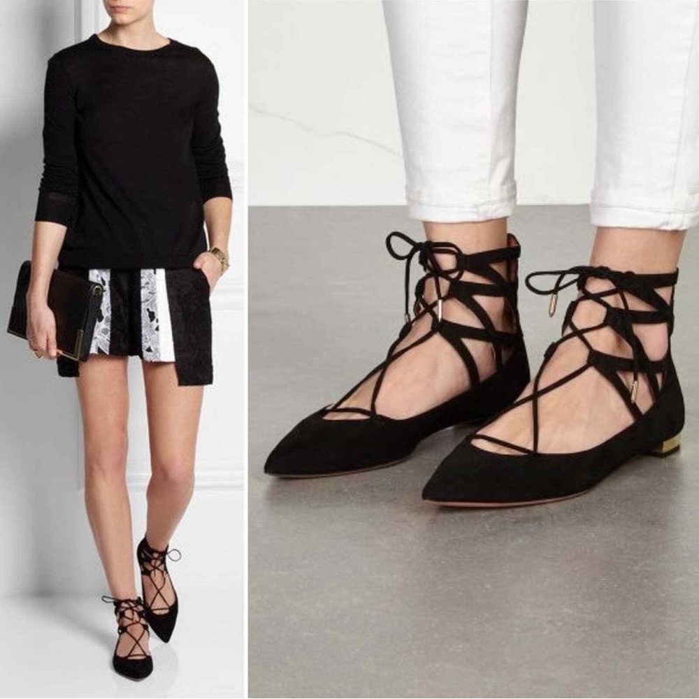 NEW AQUAZZURA Suede Flats